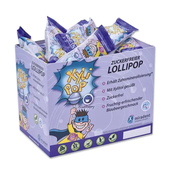 Xylipop, lizika za preventivo in zobno nego z okusom borovnice, 50 lizik