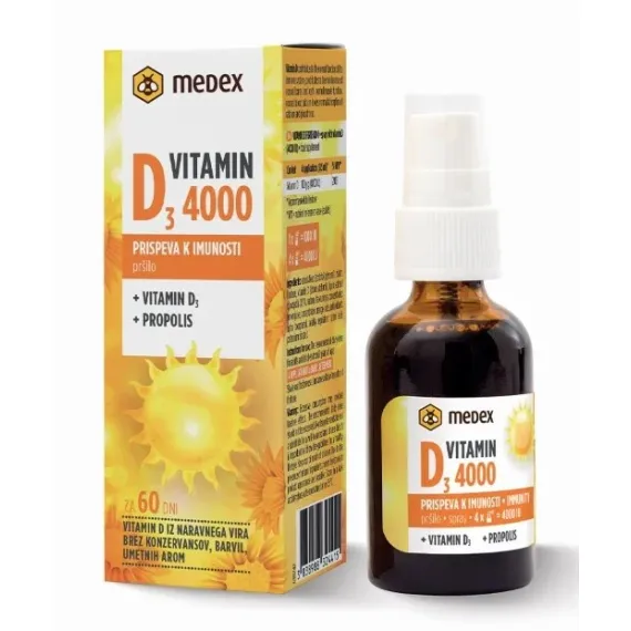 Medex, vitamin D3 4000 pršilo, 30 ml