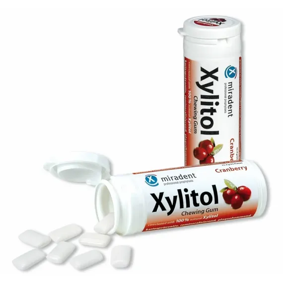 Xylitol, žvečilni gumi - brusnica, 30 žvečilnih gumijev