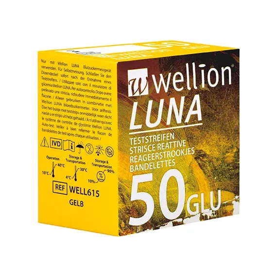 Wellion, Luna merilni lističi za merjenje glukoze v krvi, 50 lističev