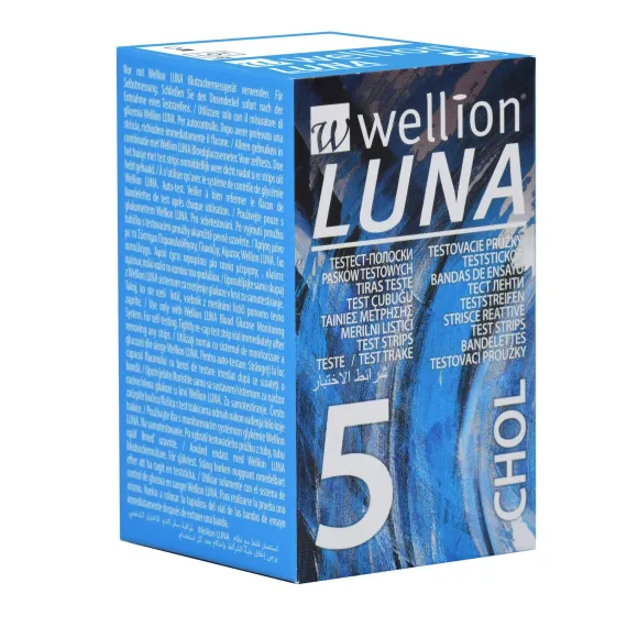 Wellion Luna, testni lističi za merjenje holesterola, 5 lističev