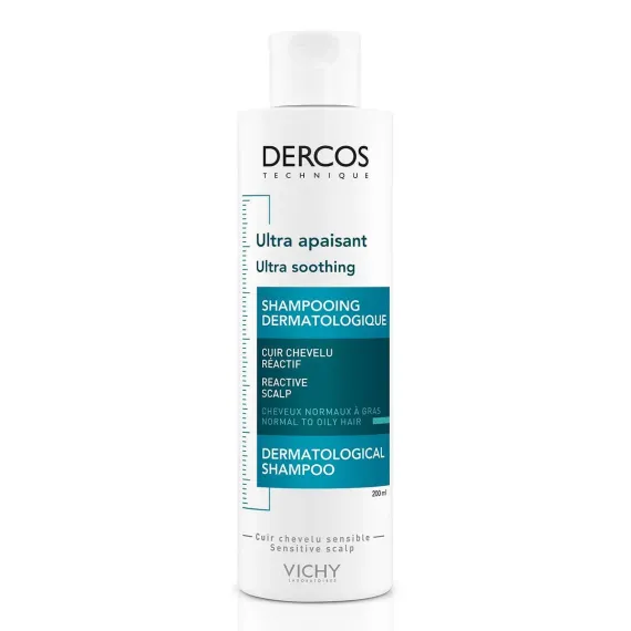 Vichy Dercos Sensitive, izjemno pomirjujoč šampon za normalne do mastne lase, 200 ml