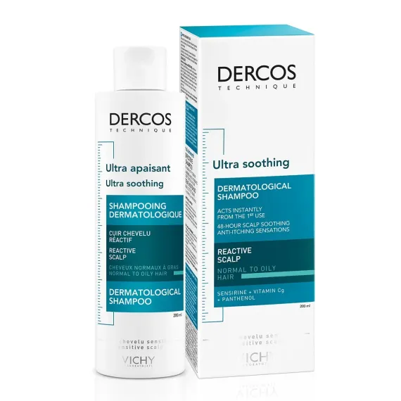 Vichy Dercos Sensitive, izjemno pomirjujoč šampon za normalne do mastne lase, 200 ml