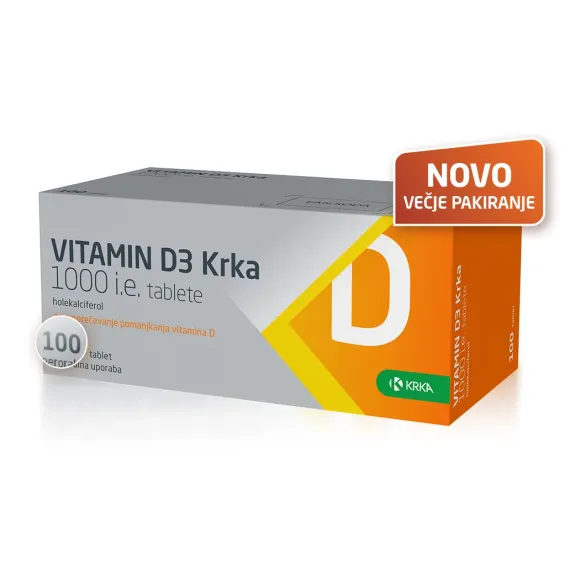 Vitamin D3 Krka 1000 i.e. tablete, 100 tablet