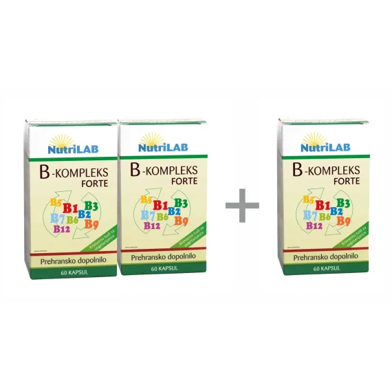 Nutrilab, B kompleks forte kapsule, 60 kapsul, 2+1 gratis