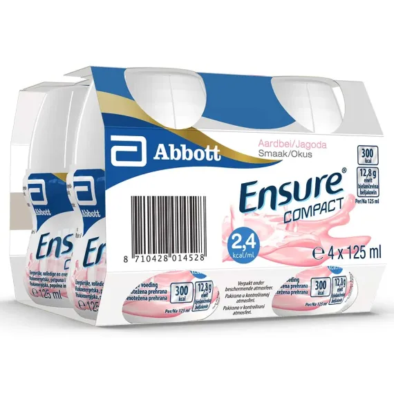 Ensure Compact, okus jagode, 125 ml, 4 plastenke