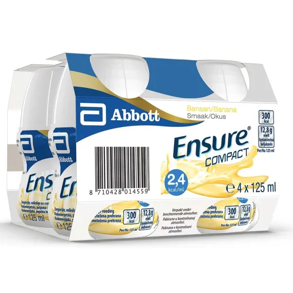 Ensure Compact, okus banane, 125 ml, 4 plastenke
