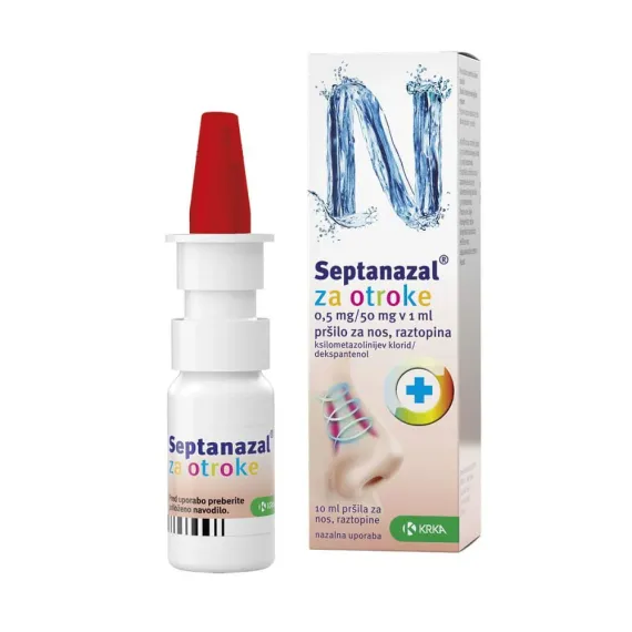 Septanazal za otroke 0,5 mg/50 mg v 1 ml pršilo za nos, raztopina, 10 ml