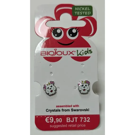 Biojoux, uhani kids Swarovski kužek nala, BJT732