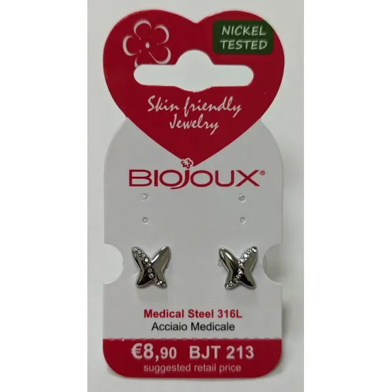 Biojoux, uhani metuljček z vrsto kristalčkov, BJT213