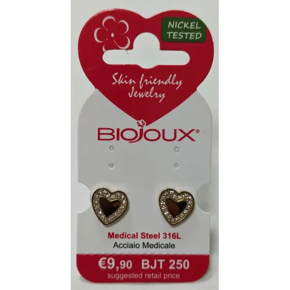 Biojoux, uhani ljubeče srce zlat, BJT250