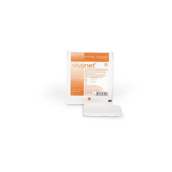 Vivanet, kompresa 7,5 x 7,5 cm, set 2 sterilni kompresi z y - izrezom, 50 kompres 