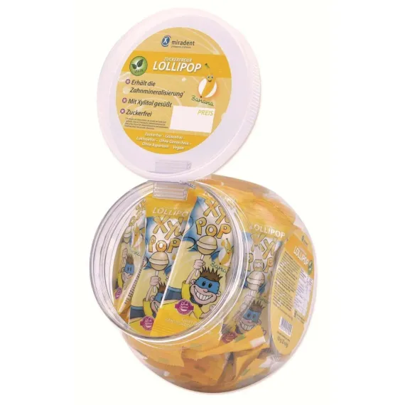 Xylipop, lizika za preventivo in zobno nego z okusom banane, 25 lizik