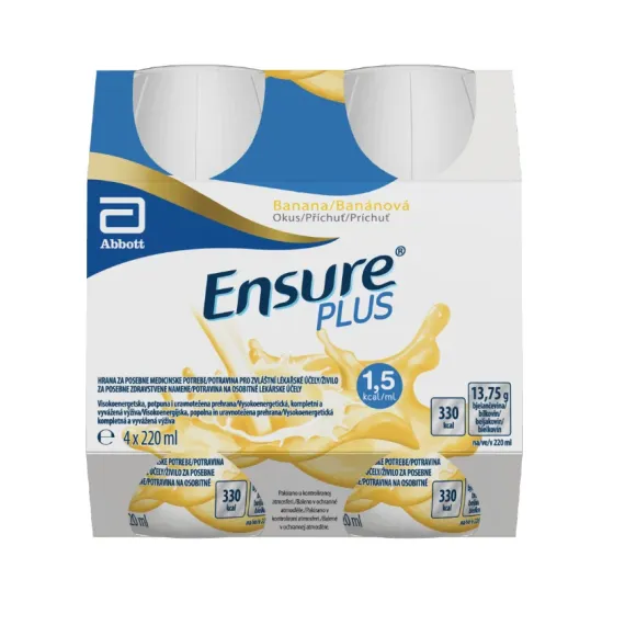 Ensure Plus, okus banane, 220 ml, 4 plastenke