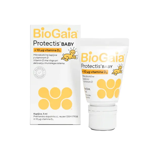 BioGaia, Protectis Baby probiotične kapljice z vitaminom D3, tuba 5 ml