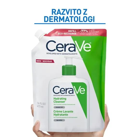 CeraVe, vlažilna čistilna emulzija za suho in zelo suho kožo, refill 473 ml