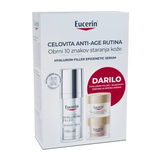 Eucerin, Hyaluron Filler Epigenetic serum, 30 ml + Hyaluron-Filler Elasticity dnevna in nočna krema, 20 ml