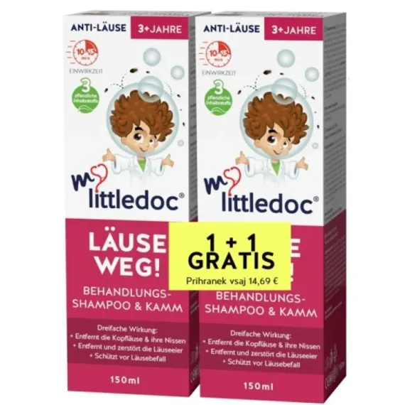 Mylittledoc šampon + glavnik za odstranjevanje uši, 150 ml