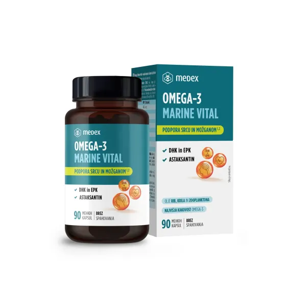 Omega-3, Marine Vital, 90 mehkih kapsul