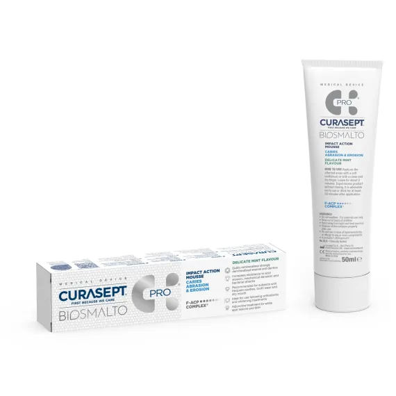 Curasept, Biosmalto Pro Impact Action CAE, zobna pena z okusom nežne mete, 50 ml