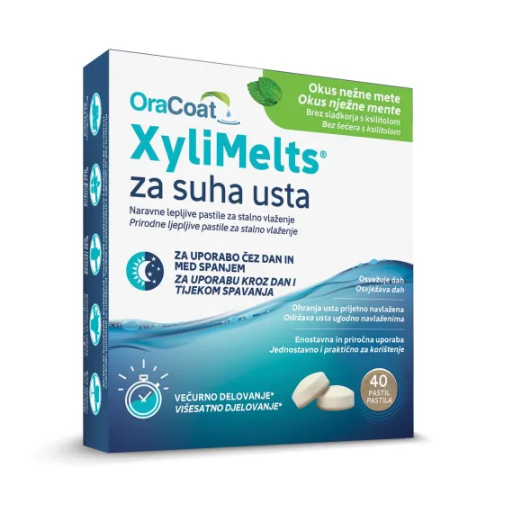 XyliMelts, pastile za suha usta z nežnim okusom mete, 40 pastil