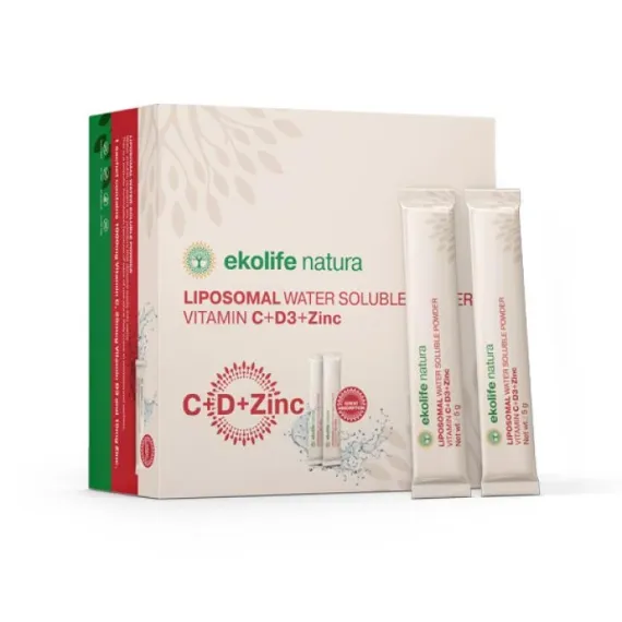 Ekolife natura, liposomski vitamin C+D+cink prašek 5 g,  21 vrečk