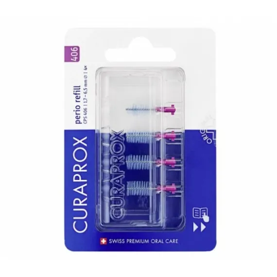 Curaprox, medzobna ščetka CPS 406 Perio refill, 4 medzobne ščetke