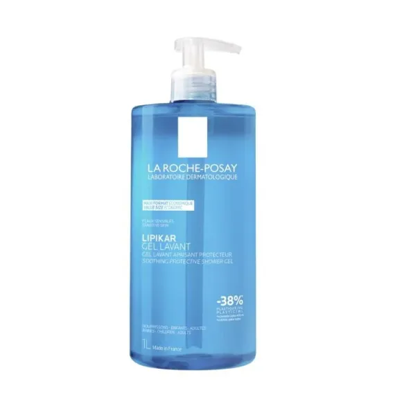 La Roche-Posay, Lipikar gel za prhanje za občutljivo in suho kožo, plastenka s pumpico, 1 l