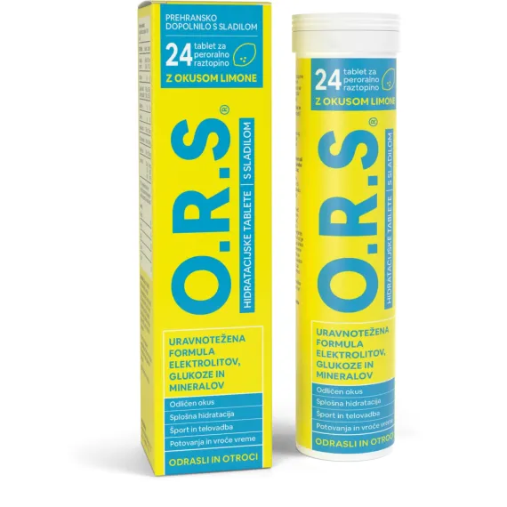 O.R.S. hidratacijske tablete z okusom limone, 24 tablet