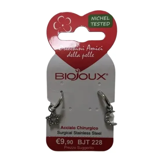 Biojoux, uhani obroček zvezda&luna viseč, BJT228