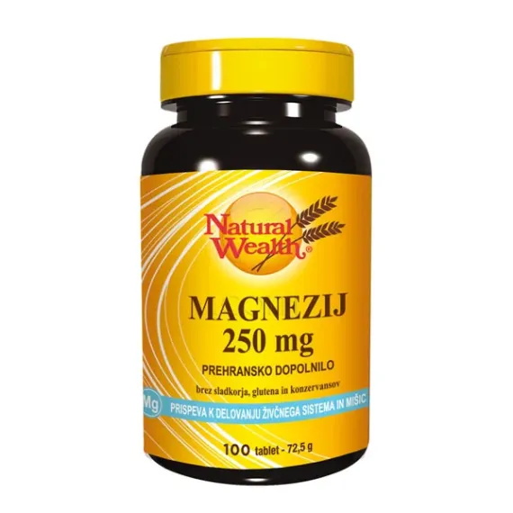 Natural Wealth, Magnezij 250 mg, 100 tablet