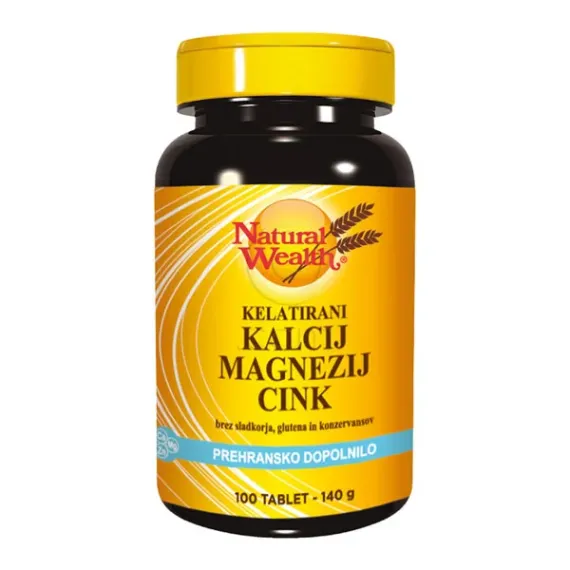 Natural wealth, Kelatirani kalcij, magnezij in cink, 100 tablet