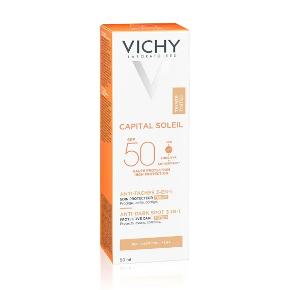 Vichy, Capital Soleil obarvana zaščitna krema 3 v 1 ZF 50+ proti temnim lisam, 50 ml