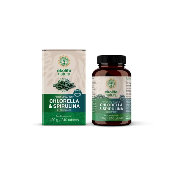 Ekolife Natura, Ekološka alga Chlorella & Spirulina, 240 tablet
