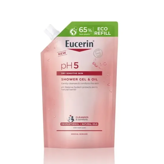 Eucerin, pH5 oljni gel za prhanje refill, 400 ml