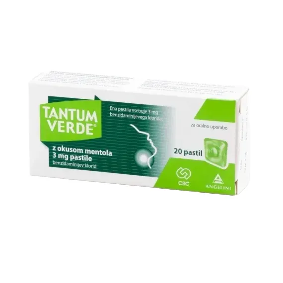 Tantum Verde z okusom mentola 3 mg pastile, 20 pastil