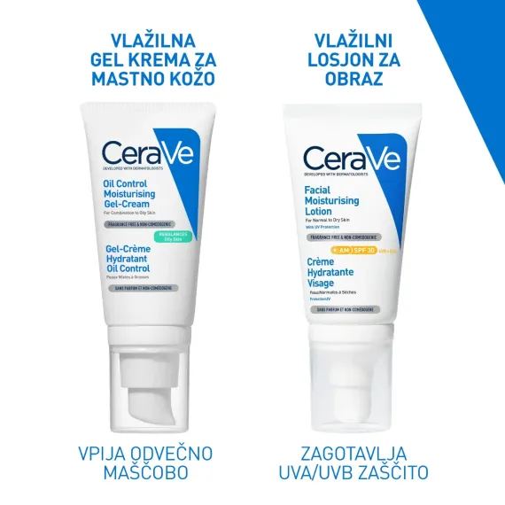 CeraVe, Peneči čistilni gel 236ml+vlažilna gel krema za mastno kožo 52ml, posebna ponudba