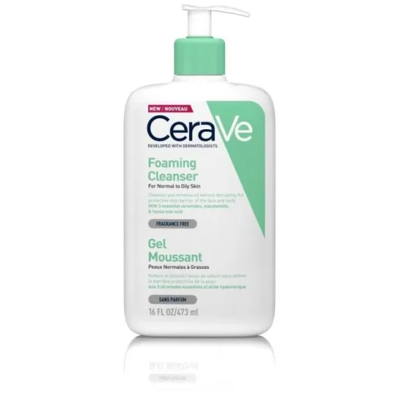 CeraVe, Peneči čistilni gel za normalno in mastno kožo plastenka s pumpico 473ml+refill 473ml