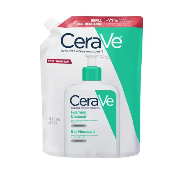 CeraVe, Peneči čistilni gel za normalno in mastno kožo plastenka s pumpico 473ml+refill 473ml
