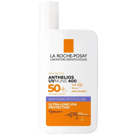 La Roche-Posay Anthelios, UVMune 400 Fluid proti temnim madežem z ZF50+, 50 ml