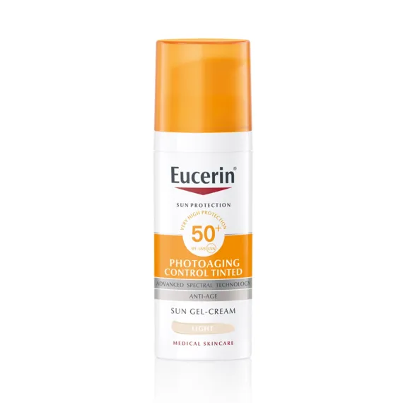 Eucerin, Sun Photoaging Control, obarvan kremni gel za zaščito obraza pred soncem light ZF50+, 50 ml