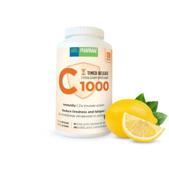 Ars Pharmae, Vitamin C 1000 mg, tablete s podaljšanim sproščanjem, 120 tablet