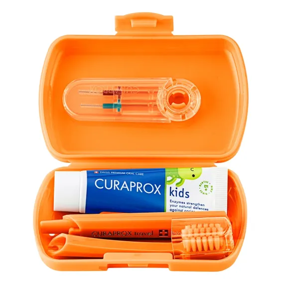 Curaprox, Potovalni set Kids - oranžen, 6 - 12 let