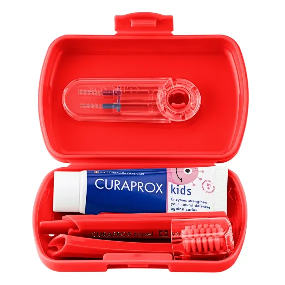 Curaprox, Potovalni set Kids - rdeč, 6 - 12 let