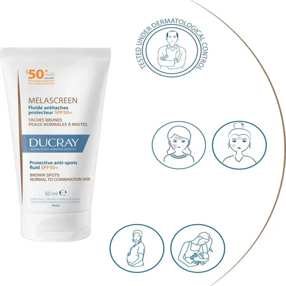 Ducray, Melascreen UV zaščitni fluid proti madežem ZF50+ tuba, 50 ml