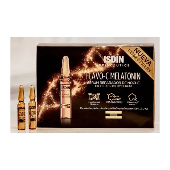 Isdin, Isdinceutics Flavo-C Melatonin nočni obnovitveni serum, 2 ml, 10 ampul