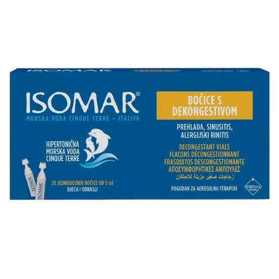Isomar, Hipertonična morska voda, raztopina 5 ml, 20 ampul