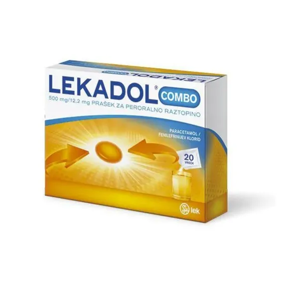 Lekadol Combo 500 mg/12,2 mg prašek za peroralno raztopino, 20 vrečic