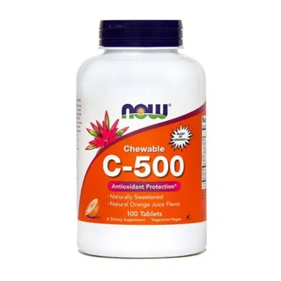 NOW, Vitamin C, 500 mg, 100 žvečljivih tablet