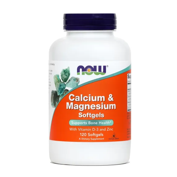 NOW, Kalcij & magnezij, 120 mehkih kapsul